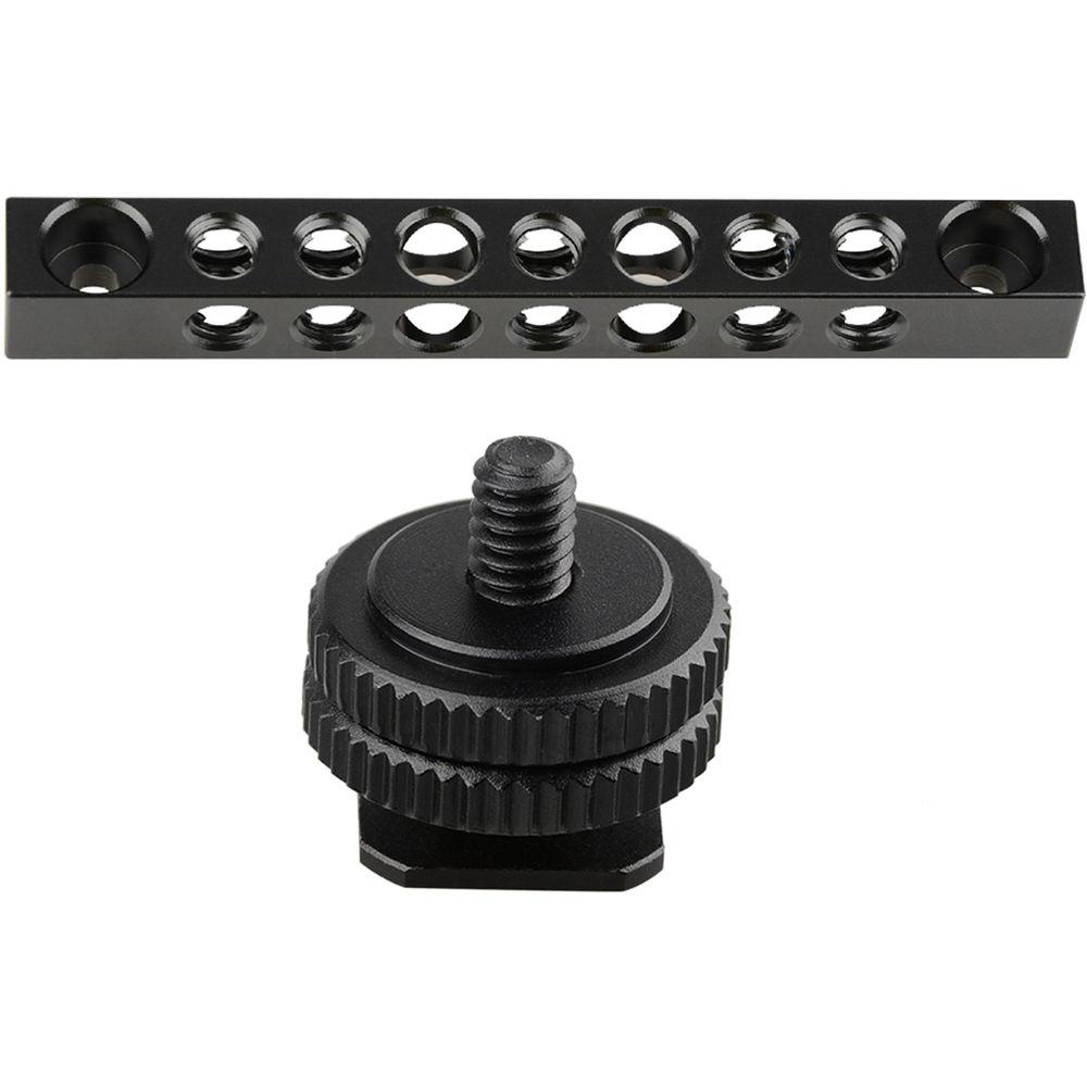 CAMVATE Cheese Bar with 1 4"-20 Thread Hole and Hot Shoe Adapter for Monitor