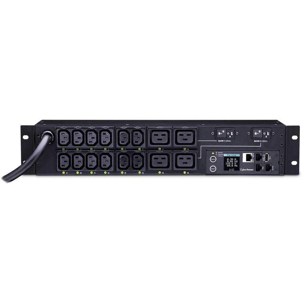 CyberPower PDU41008 16-Outlet 2U Rackmount Switched Power Distribution Unit with 12