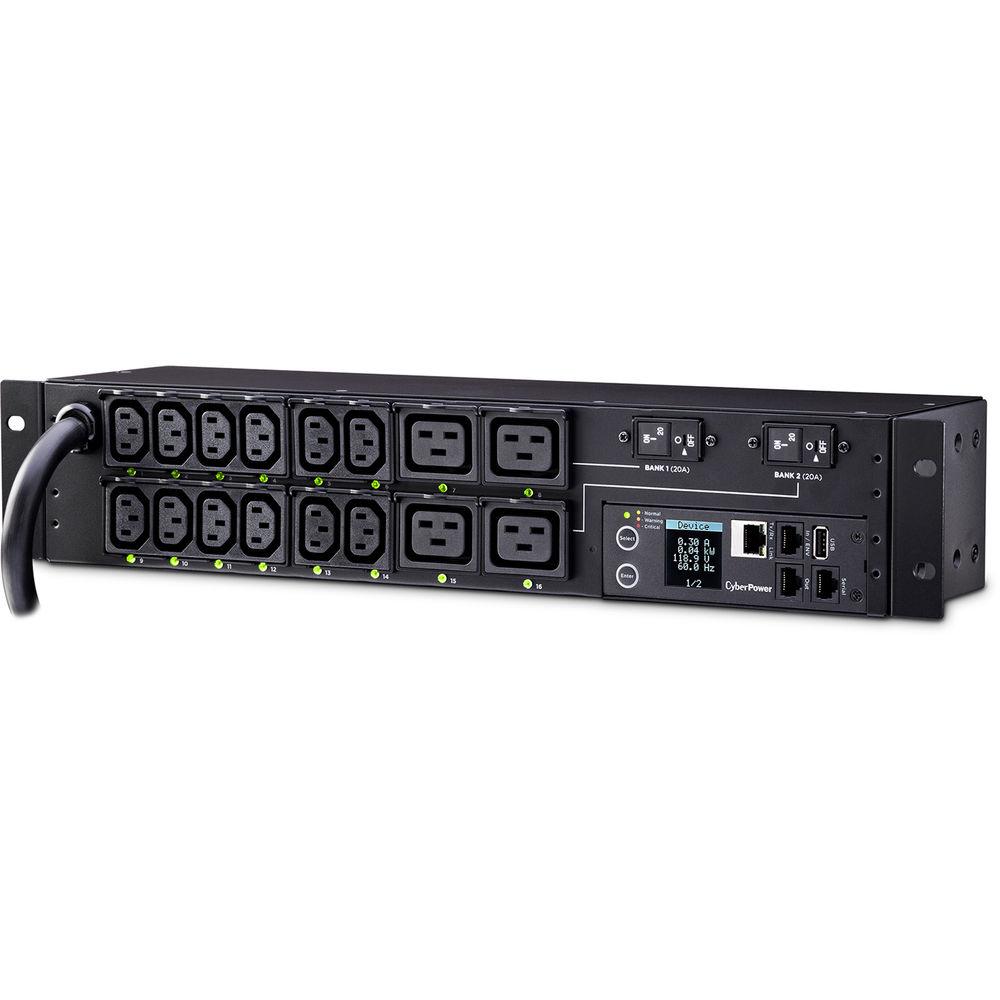 CyberPower PDU41008 16-Outlet 2U Rackmount Switched Power Distribution Unit with 12