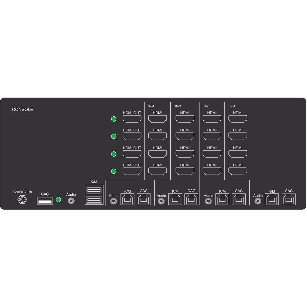 IPGard 4-Port QH Secure Pro HDMI KVM Switch with Audio and CAC