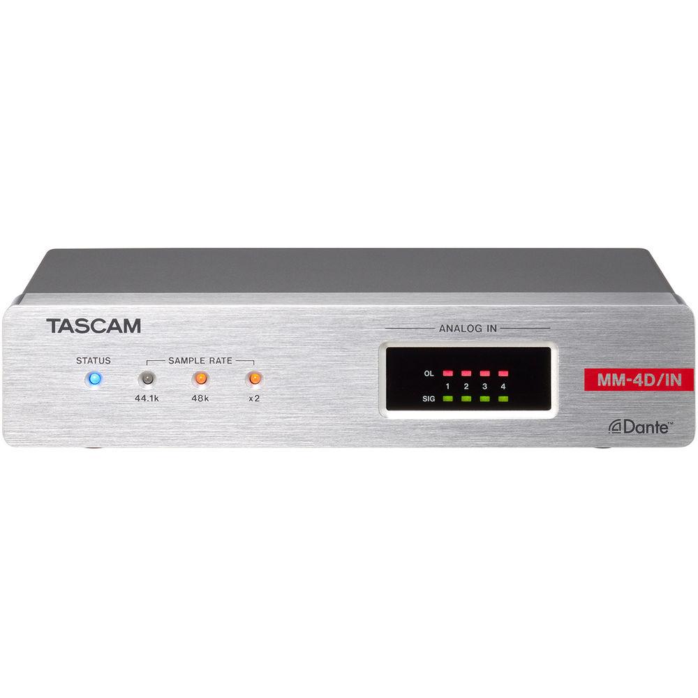 Tascam MM-4D IN-E 4-Channel Mic Line Input Dante Converter with Built-In DSP Mixer