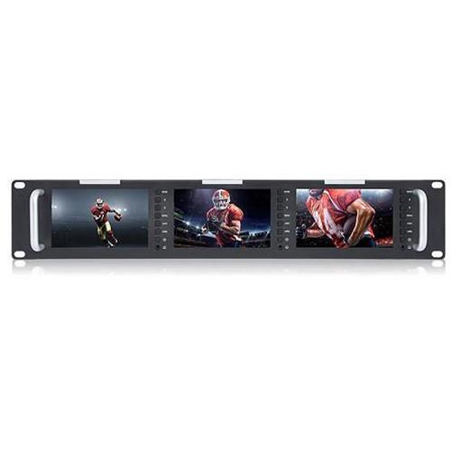 Laizeske Triple 5" 2RU 800 x 480 Broadcast LCD Rack Mount Monitor with 3G-SDI & HDMI AV Input Output
