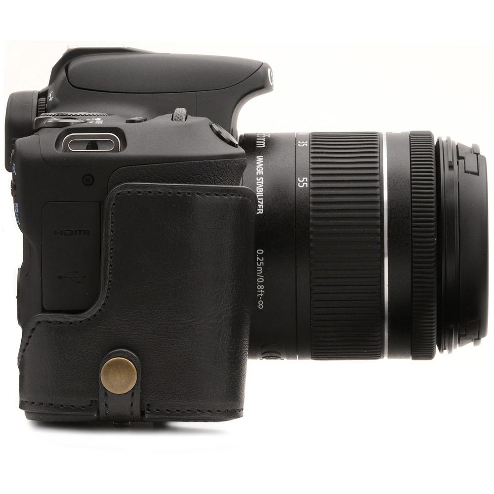 MegaGear Ever Ready PU Leather Case with Strap for Canon EOS Rebel SL2, EOS 200D & Kiss X9 with 18-55mm