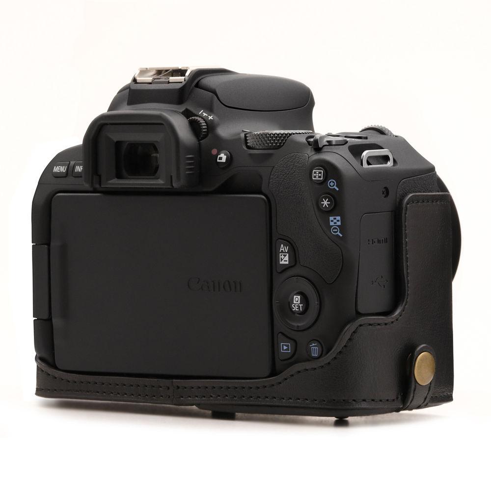 MegaGear Ever Ready PU Leather Case with Strap for Canon EOS Rebel SL2, EOS 200D & Kiss X9 with 18-55mm