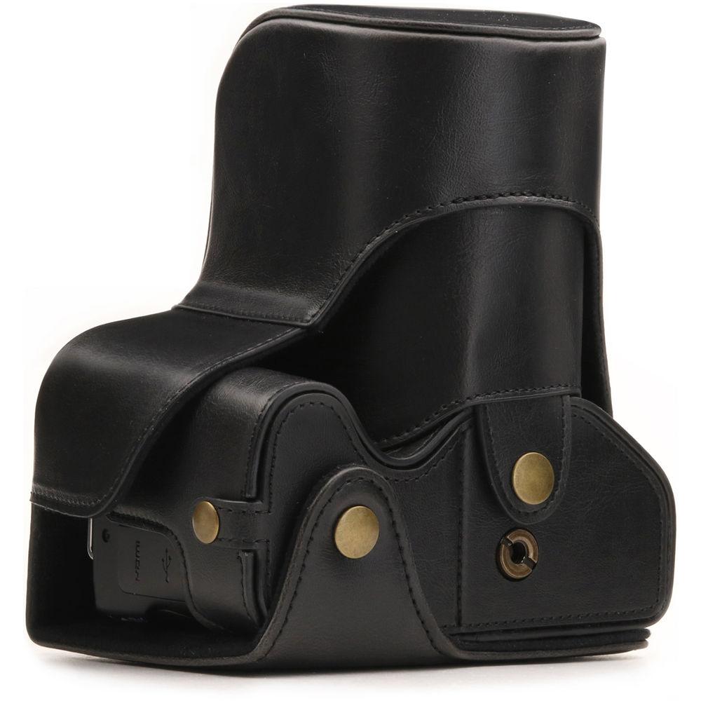 MegaGear Ever Ready PU Leather Case with Strap for Canon EOS Rebel SL2, EOS 200D & Kiss X9 with 18-55mm