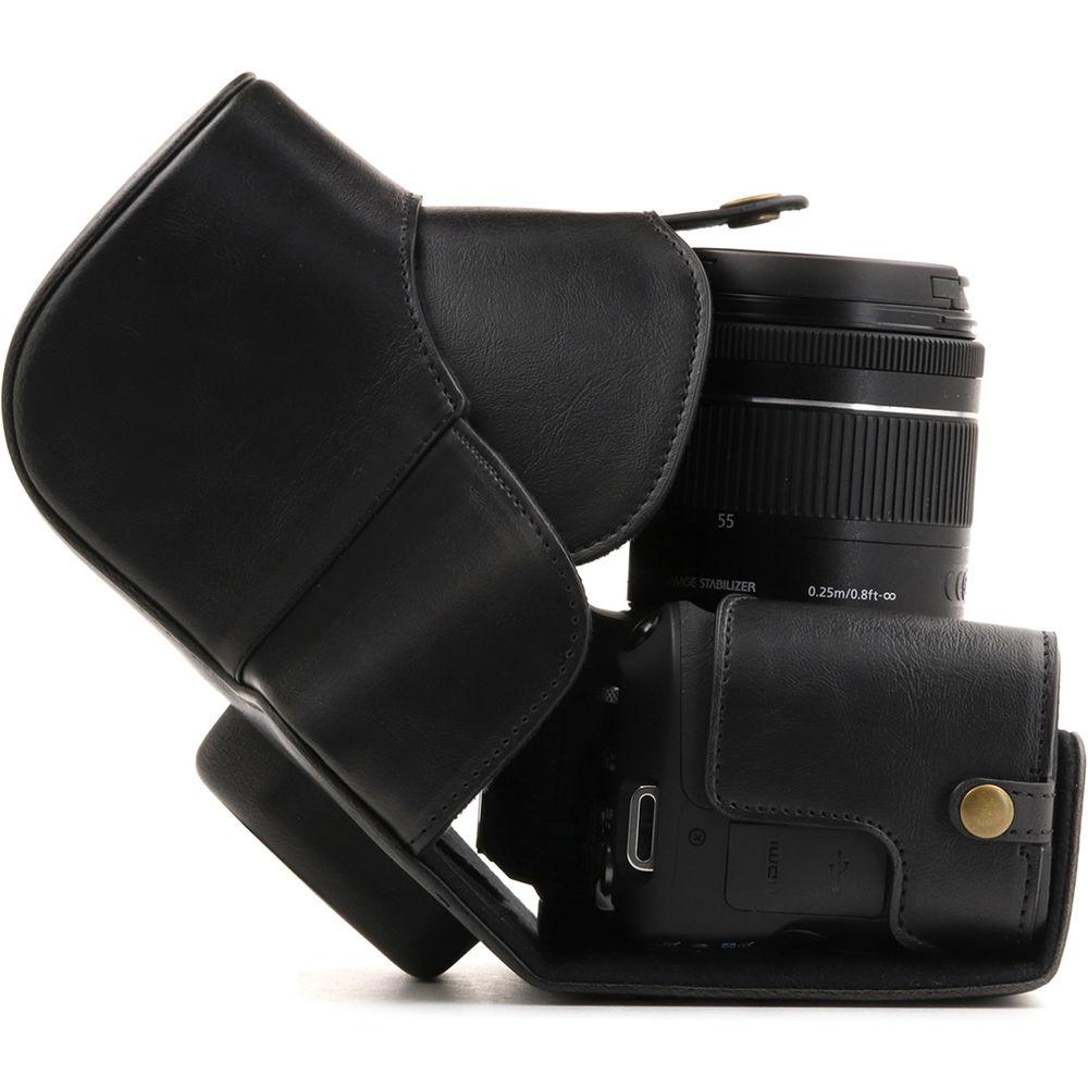 MegaGear Ever Ready PU Leather Case with Strap for Canon EOS Rebel SL2, EOS 200D & Kiss X9 with 18-55mm