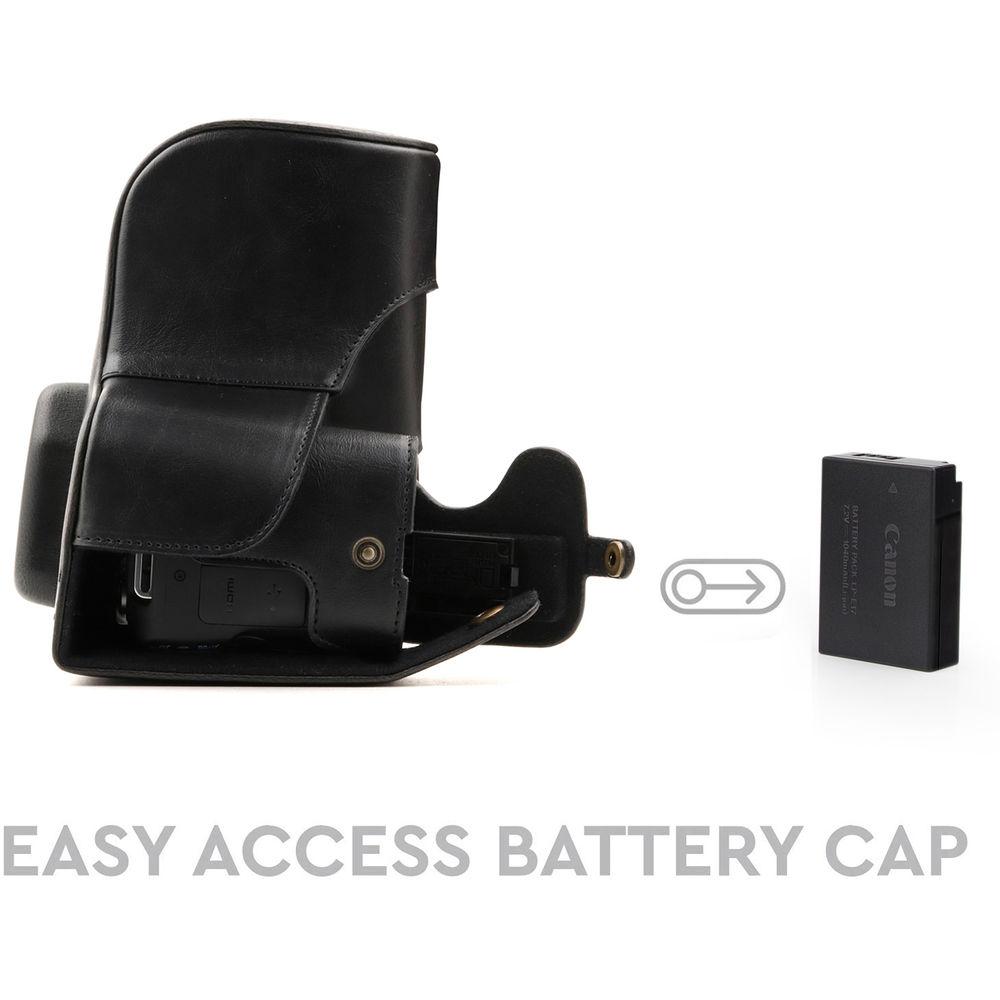 MegaGear Ever Ready PU Leather Case with Strap for Canon EOS Rebel SL2, EOS 200D & Kiss X9 with 18-55mm