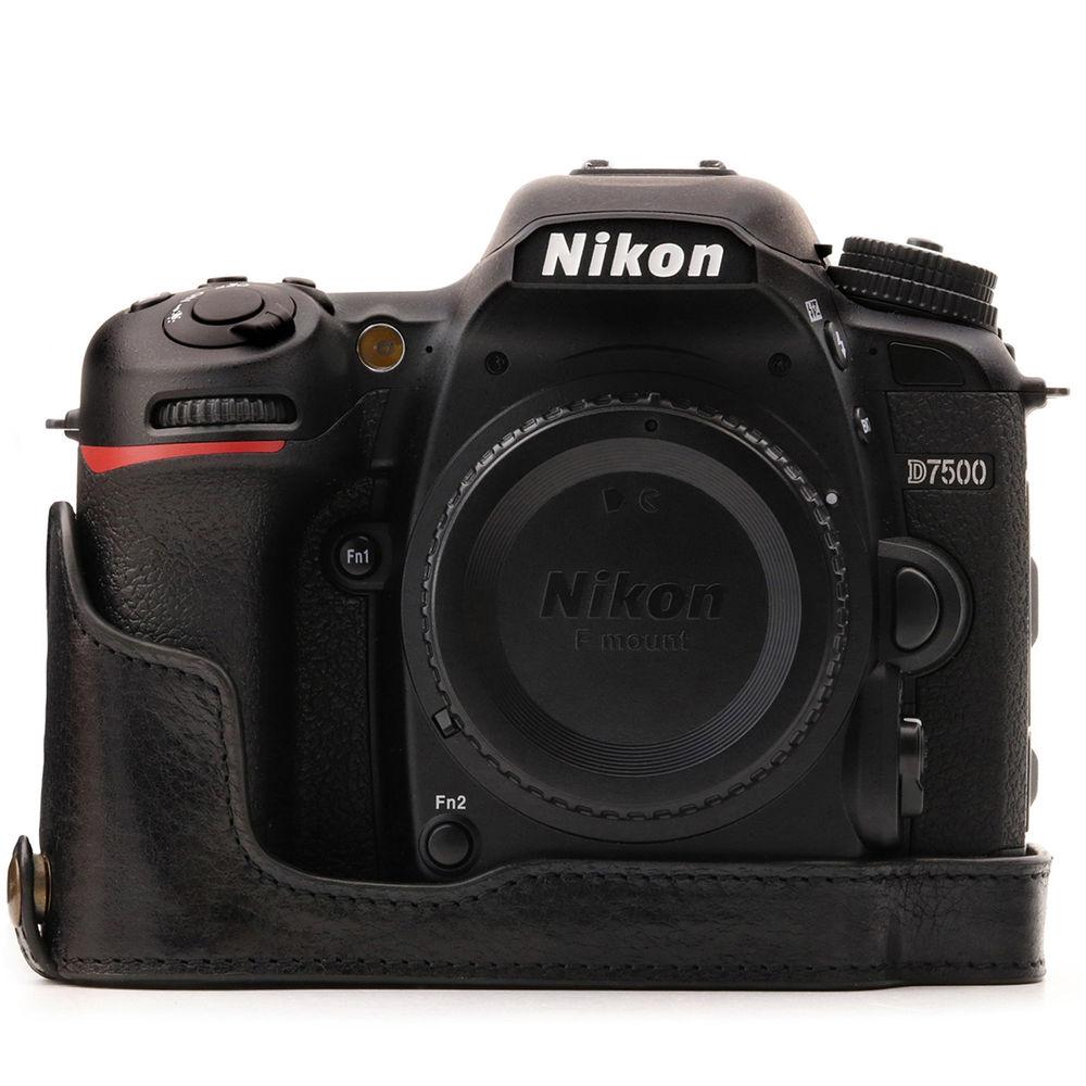 MegaGear Nikon D7500 Ever Ready Genuine Leather Half Case and Strap