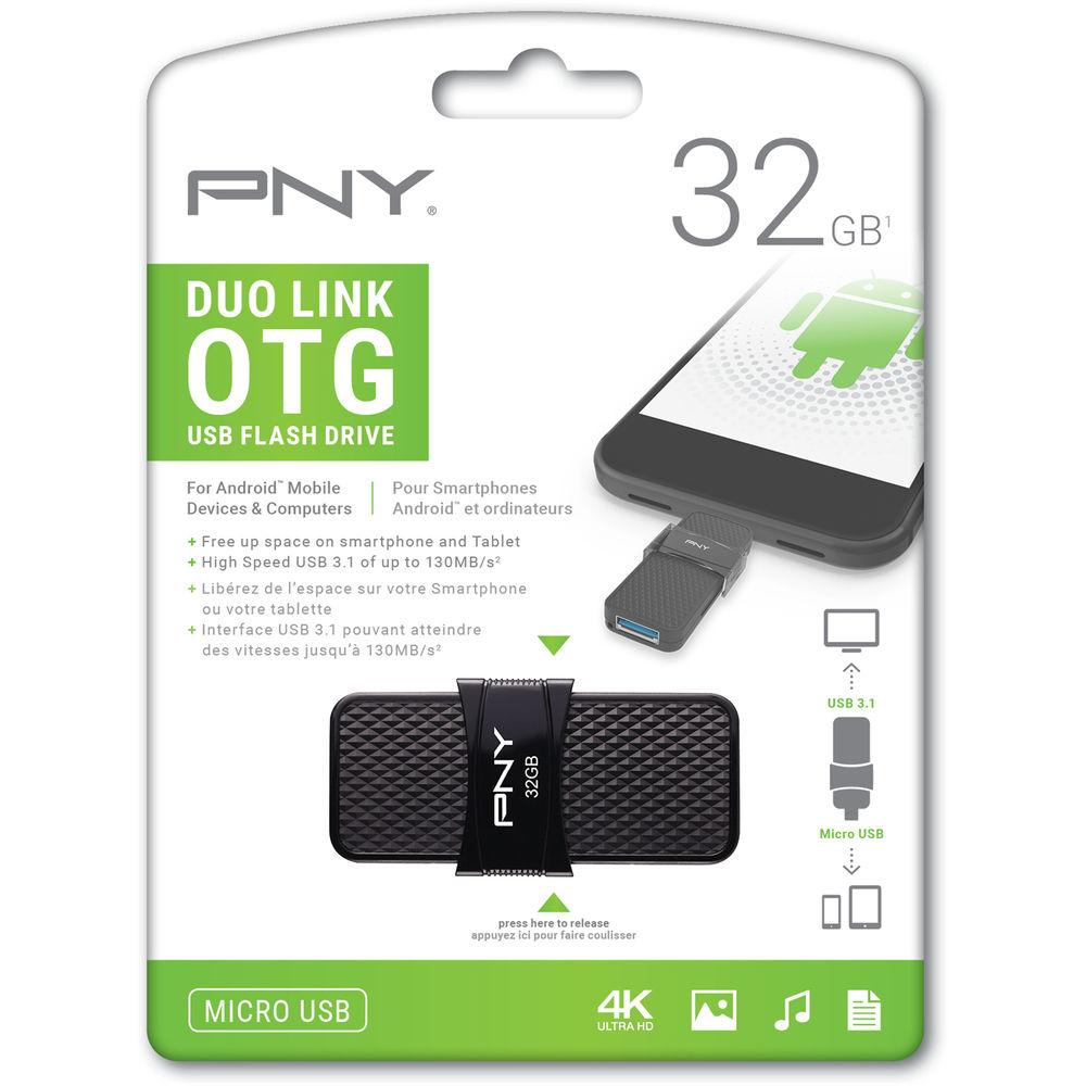 PNY Technologies 32GB Duo Link OTG Micro-USB 3.0 Flash Drive