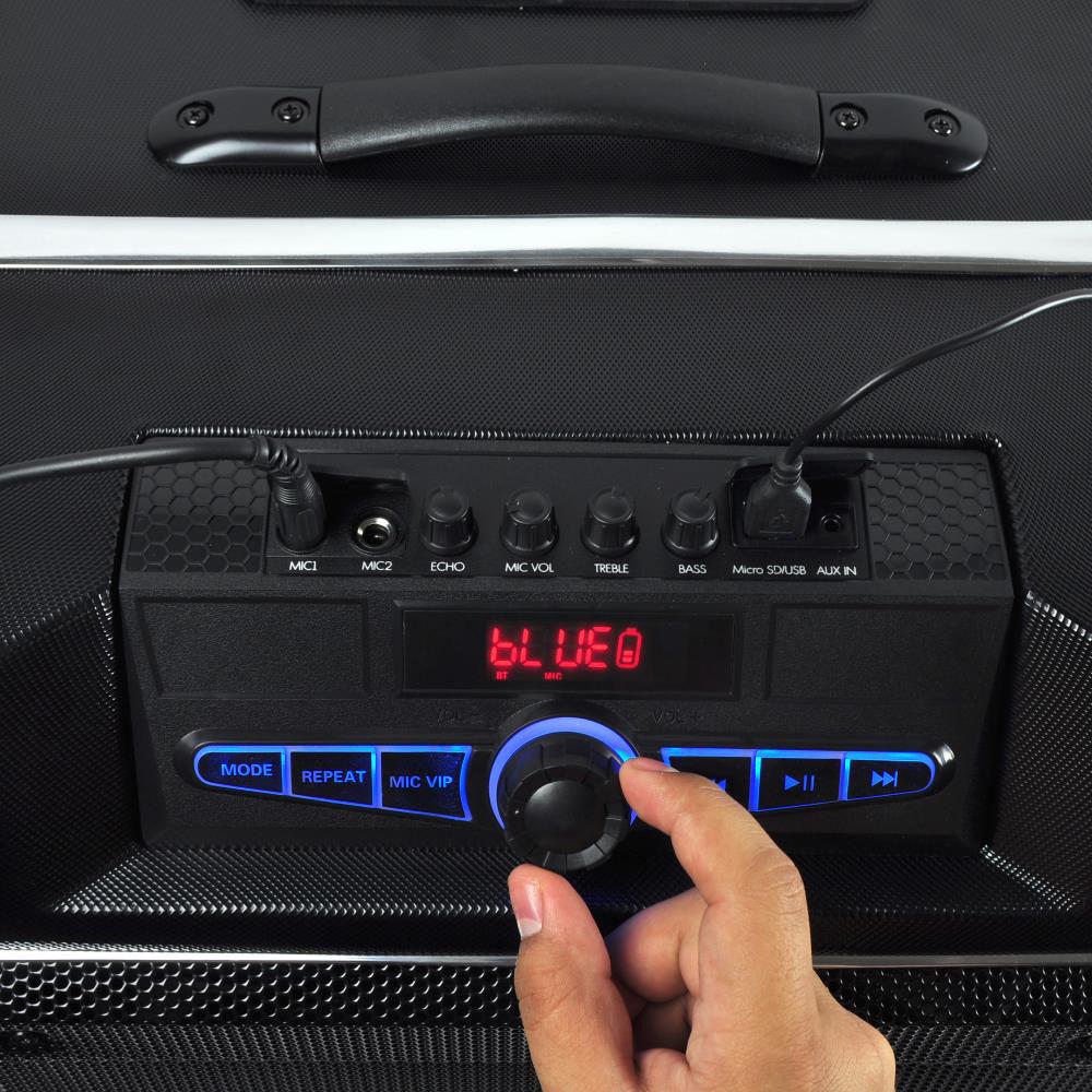 Pyle Pro 12" Active Portable Bluetooth Stereo Loudspeaker with Karaoke Microphone