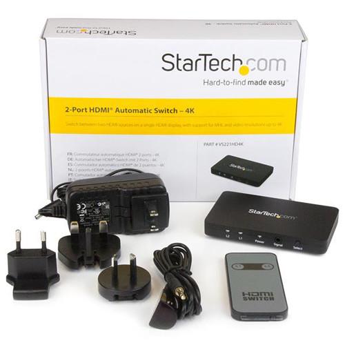 StarTech 2-Port HDMI 4K Automatic Video Switch with MHL Support