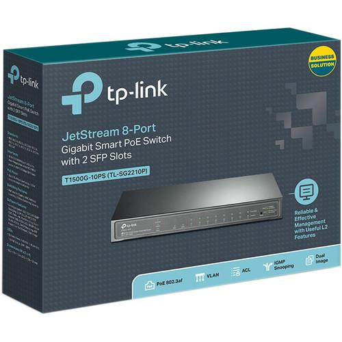 TP-Link T1500G-10PS JetStream 8-Port Gigabit PoE Managed Switch with 2 SFP Slots