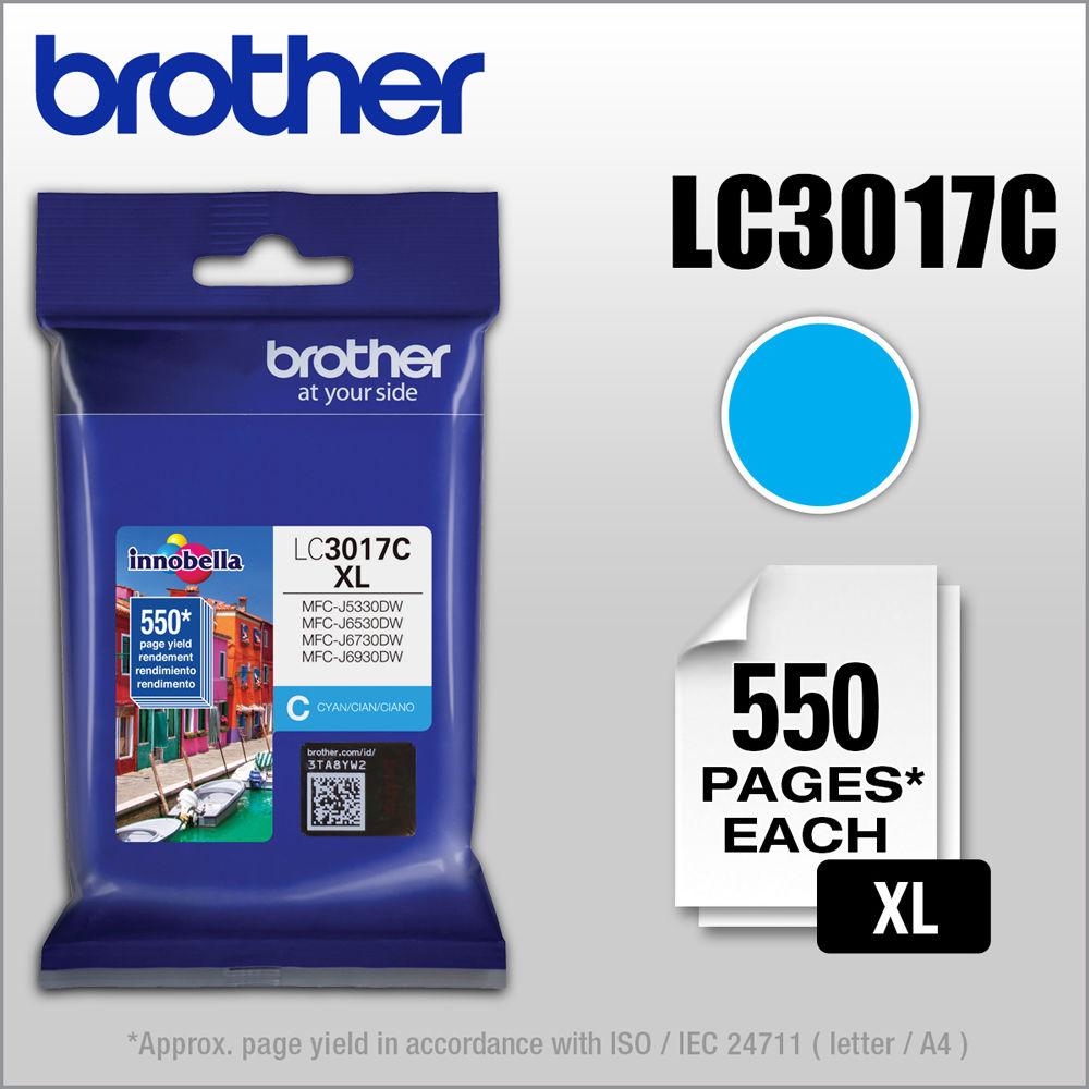 Brother LC3017C High Yield XL Cyan Ink Cartridge