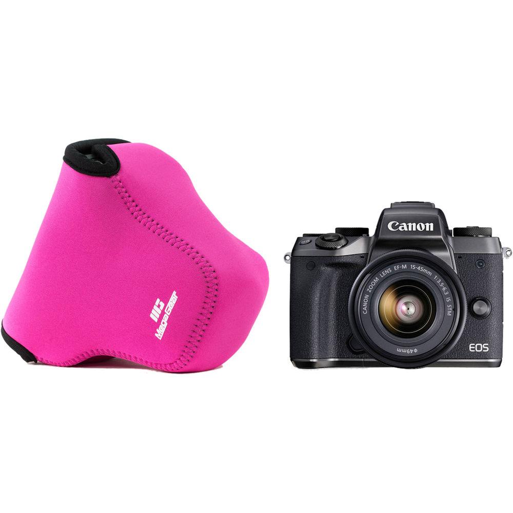 MegaGear MG1039 Ultra Light Neoprene Case with Carabiner for Canon EOS M5 with 15-45mm