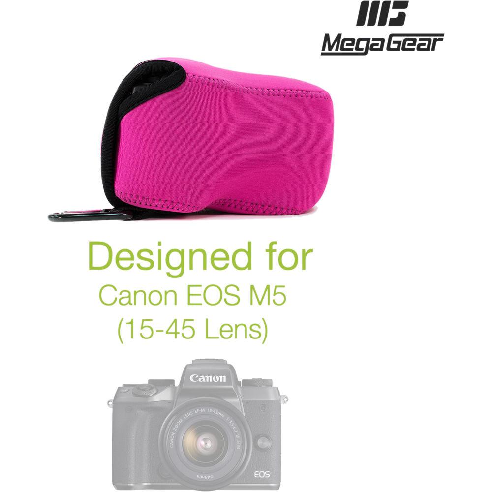 MegaGear MG1039 Ultra Light Neoprene Case with Carabiner for Canon EOS M5 with 15-45mm