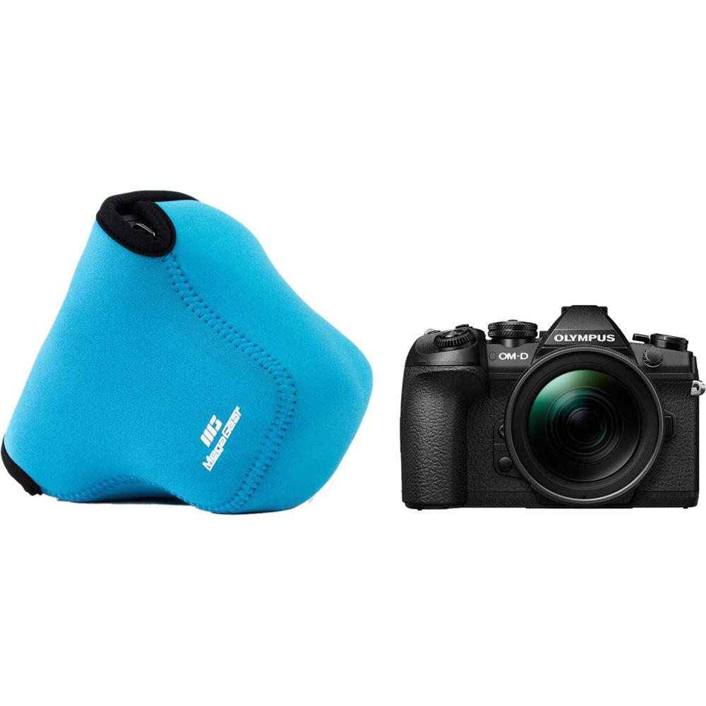 MegaGear MG1072 Ultra Light Neoprene Case with Carabiner for Olympus OM-D E-M1 Mark II with 12-40mm