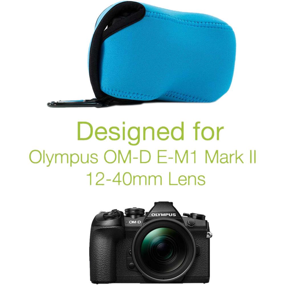 MegaGear MG1072 Ultra Light Neoprene Case with Carabiner for Olympus OM-D E-M1 Mark II with 12-40mm