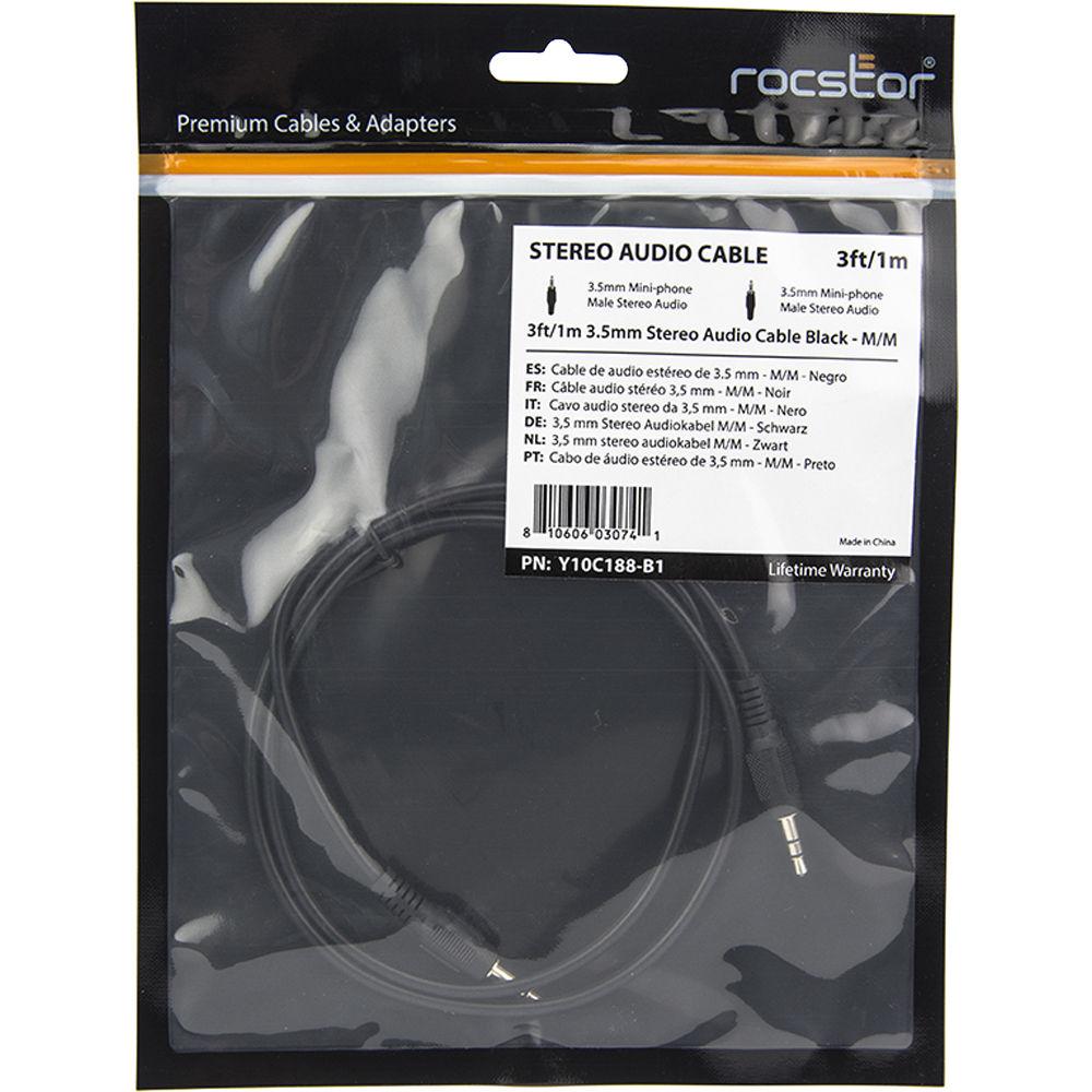 Rocstor Slim 3.5mm Male to 3.5mm Male Stereo Audio Cable