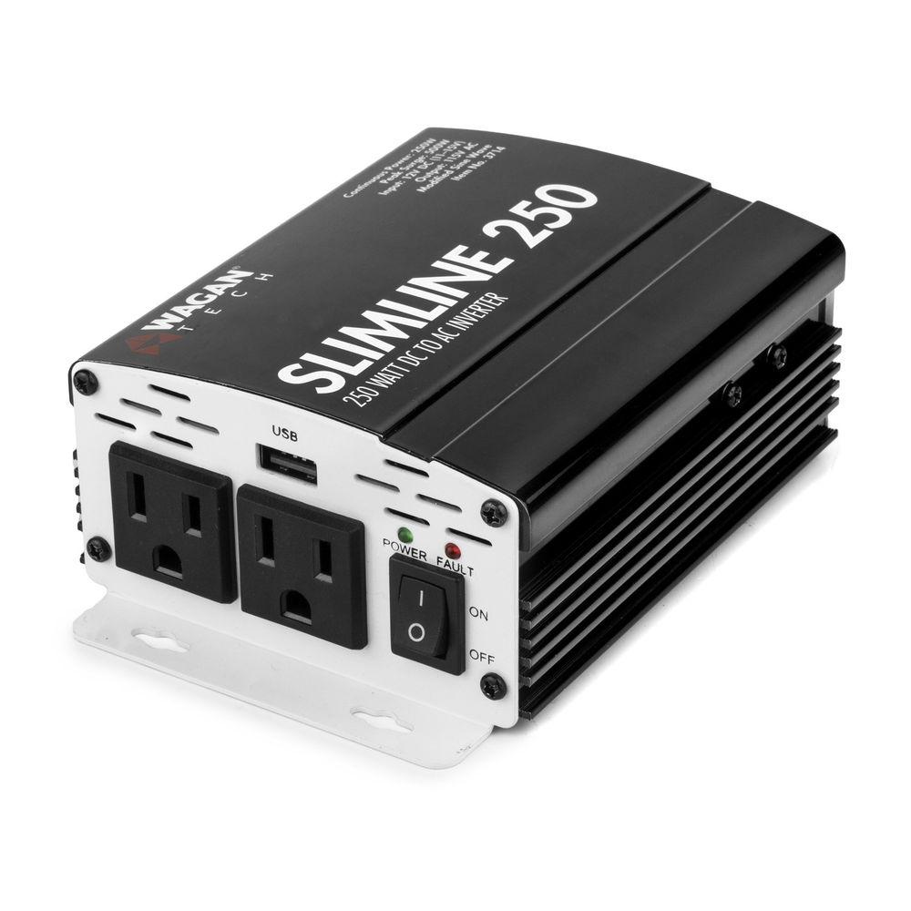 WAGAN SlimLine 250W 11-15 VDC to 115 VAC Power Inverter