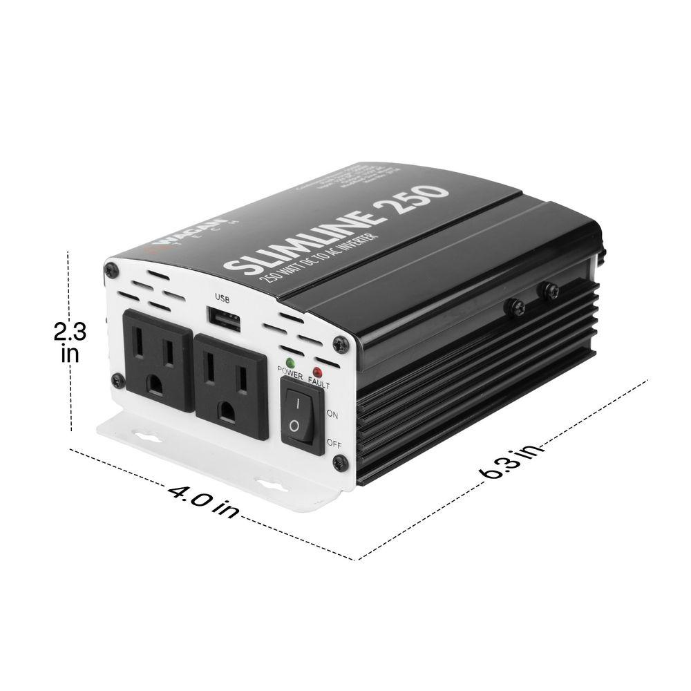WAGAN SlimLine 250W 11-15 VDC to 115 VAC Power Inverter