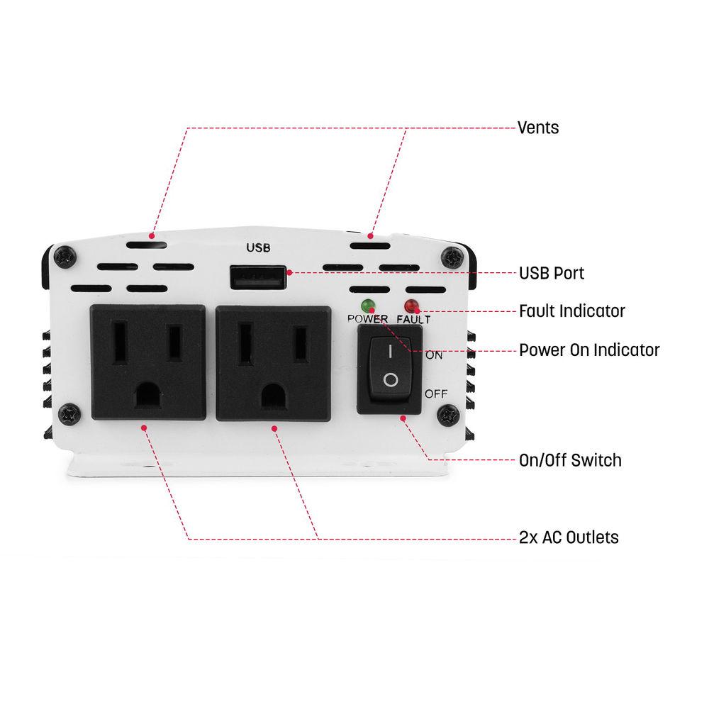 WAGAN SlimLine 250W 11-15 VDC to 115 VAC Power Inverter