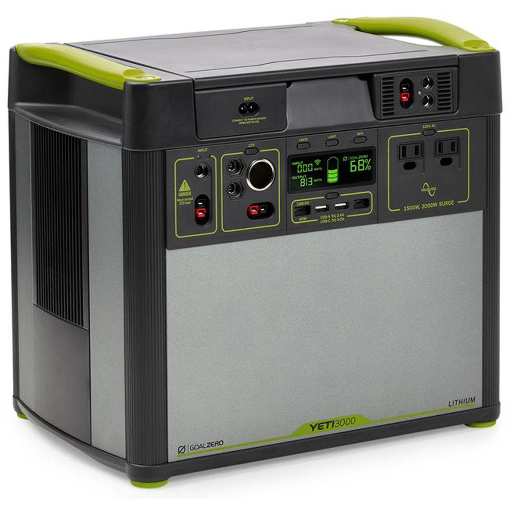 GOAL ZERO Yeti 3000 Lithium Power Station with Wi-Fi and Boulder 200 Briefcase Solar Panel Kit