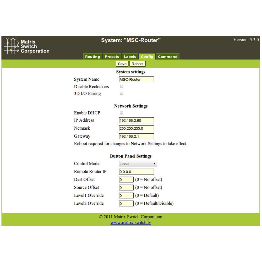 Matrix Switch 8 x 24 3G-SDI Video Router with Status Panel