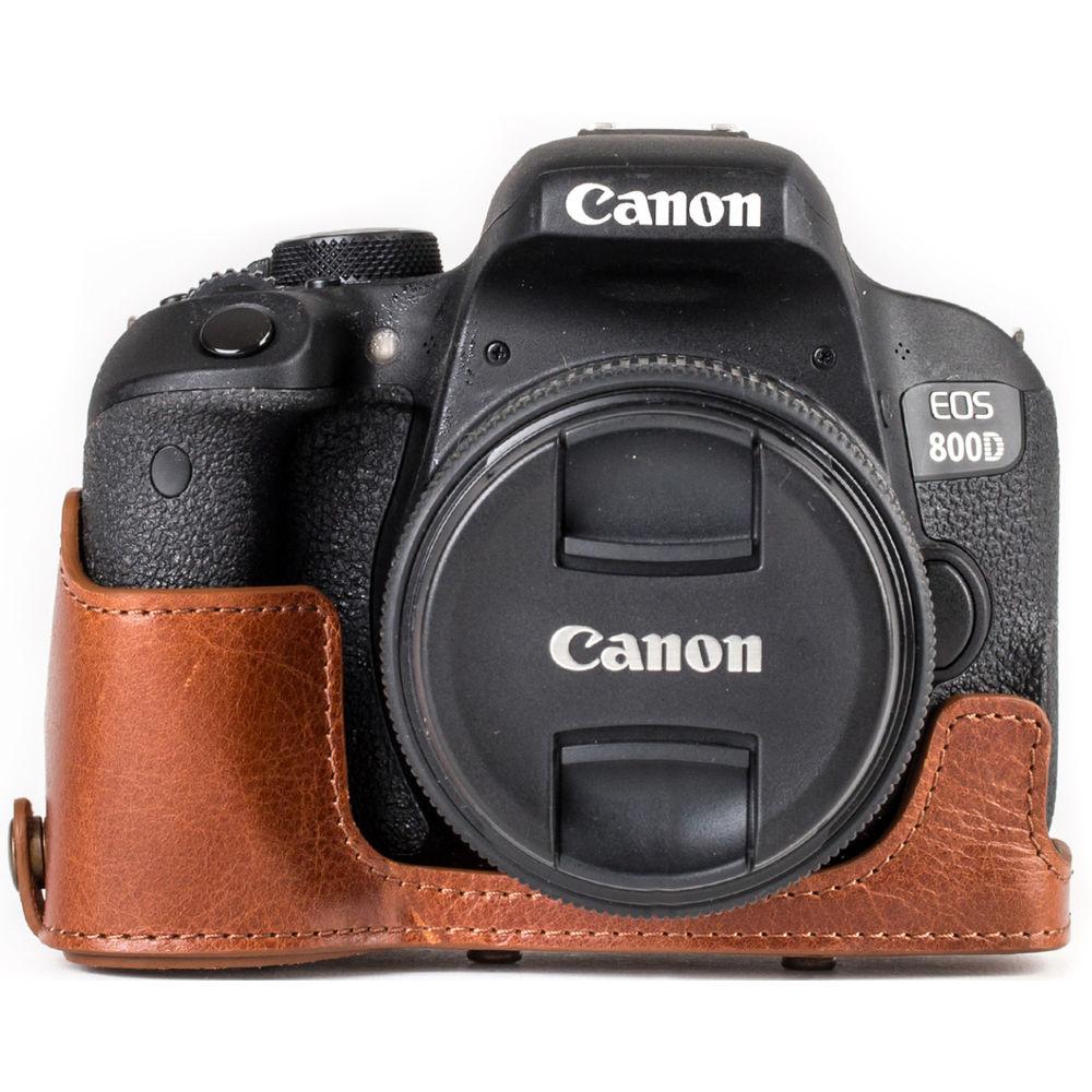 MegaGear Ever Ready Leather Case with Strap for Canon EOS Rebel T7i, 800D, Kiss X9i, 77D, 9000D and 18-55mm