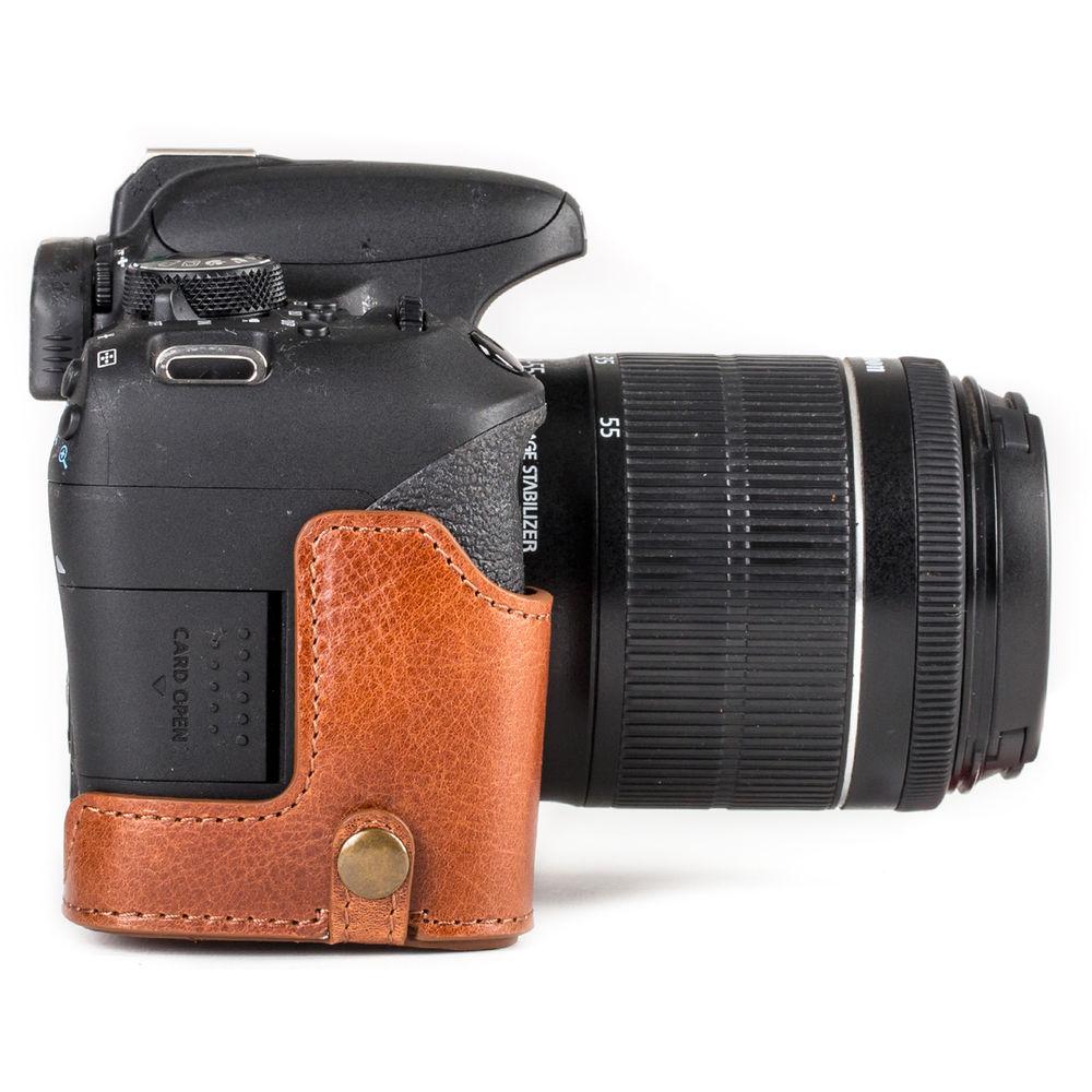MegaGear Ever Ready Leather Case with Strap for Canon EOS Rebel T7i, 800D, Kiss X9i, 77D, 9000D and 18-55mm