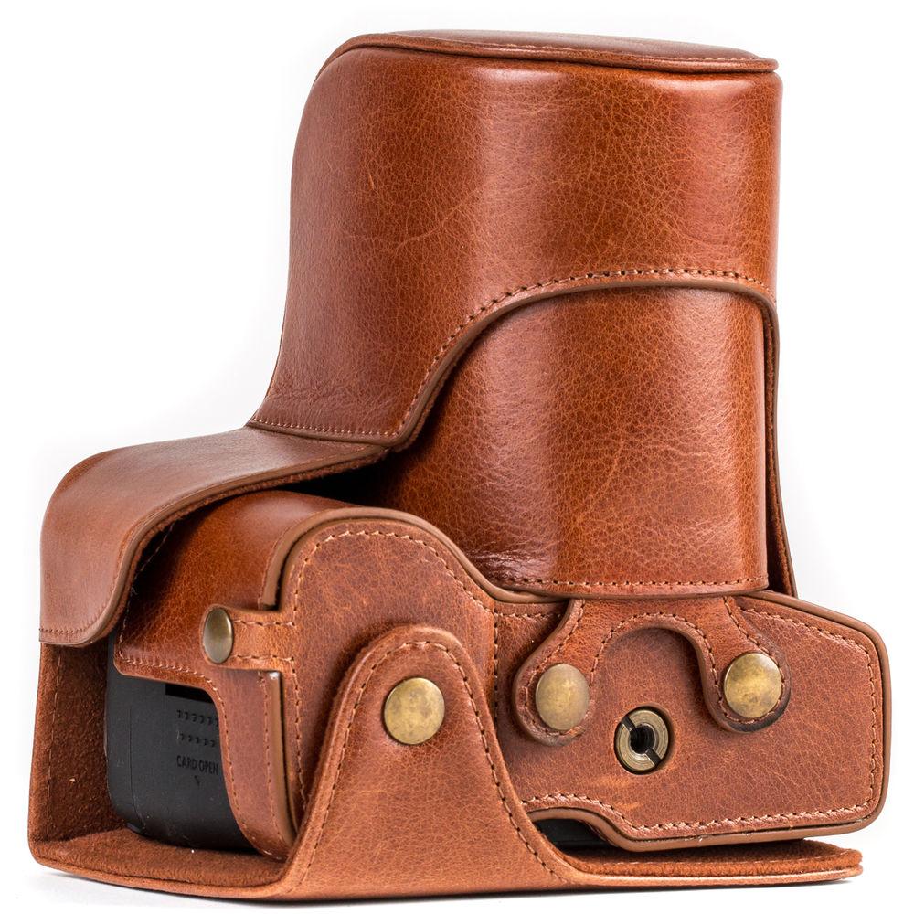 MegaGear Ever Ready Leather Case with Strap for Canon EOS Rebel T7i, 800D, Kiss X9i, 77D, 9000D and 18-55mm