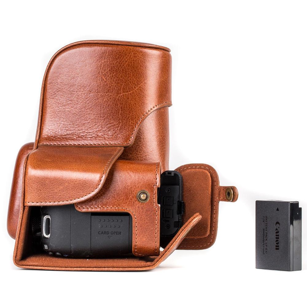 MegaGear Ever Ready Leather Case with Strap for Canon EOS Rebel T7i, 800D, Kiss X9i, 77D, 9000D and 18-55mm