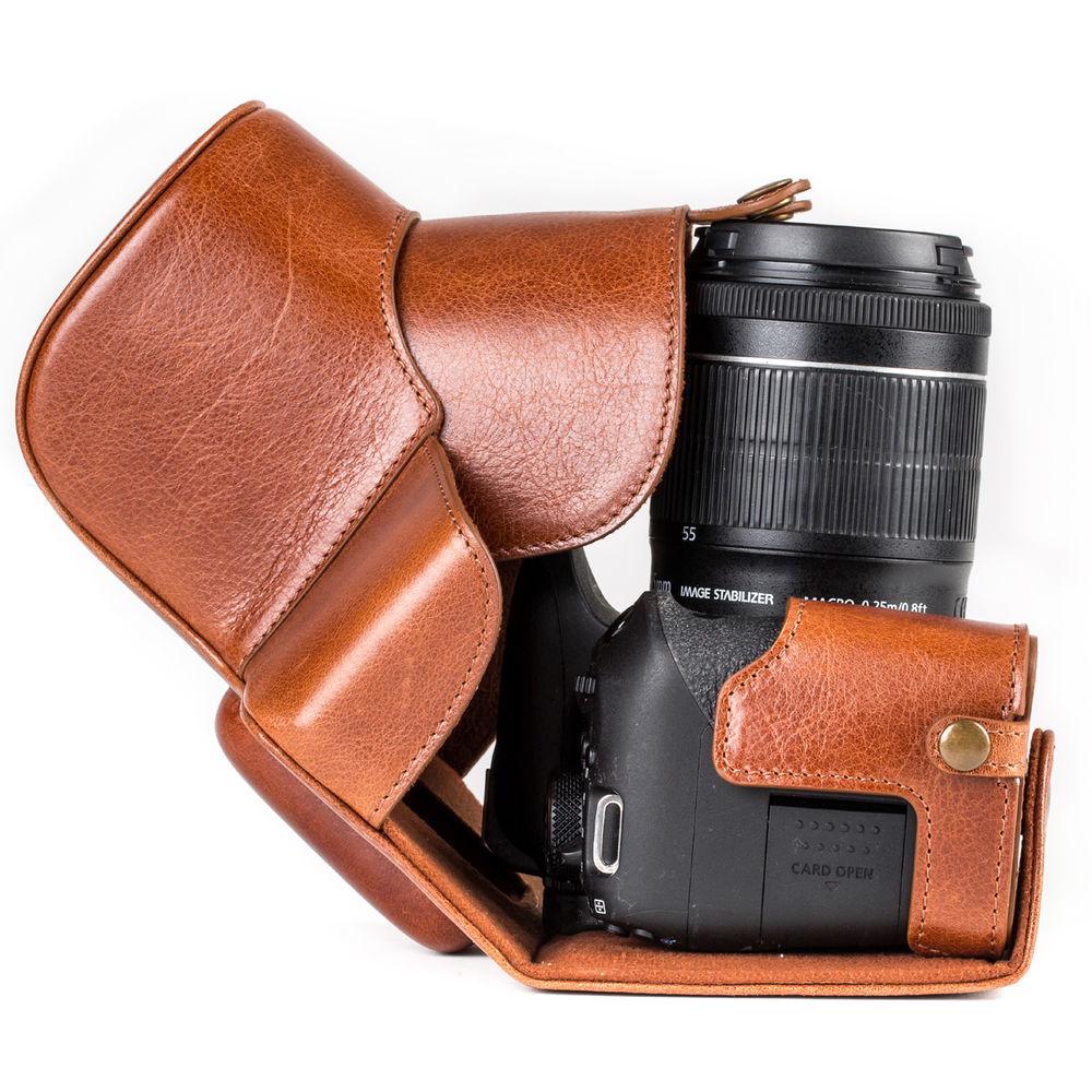 MegaGear Ever Ready Leather Case with Strap for Canon EOS Rebel T7i, 800D, Kiss X9i, 77D, 9000D and 18-55mm