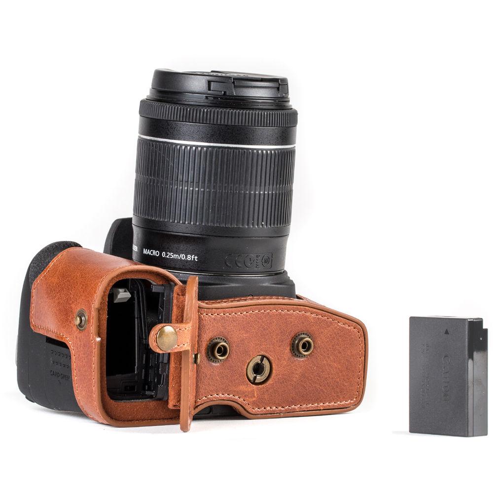 MegaGear Ever Ready Leather Case with Strap for Canon EOS Rebel T7i, 800D, Kiss X9i, 77D, 9000D and 18-55mm