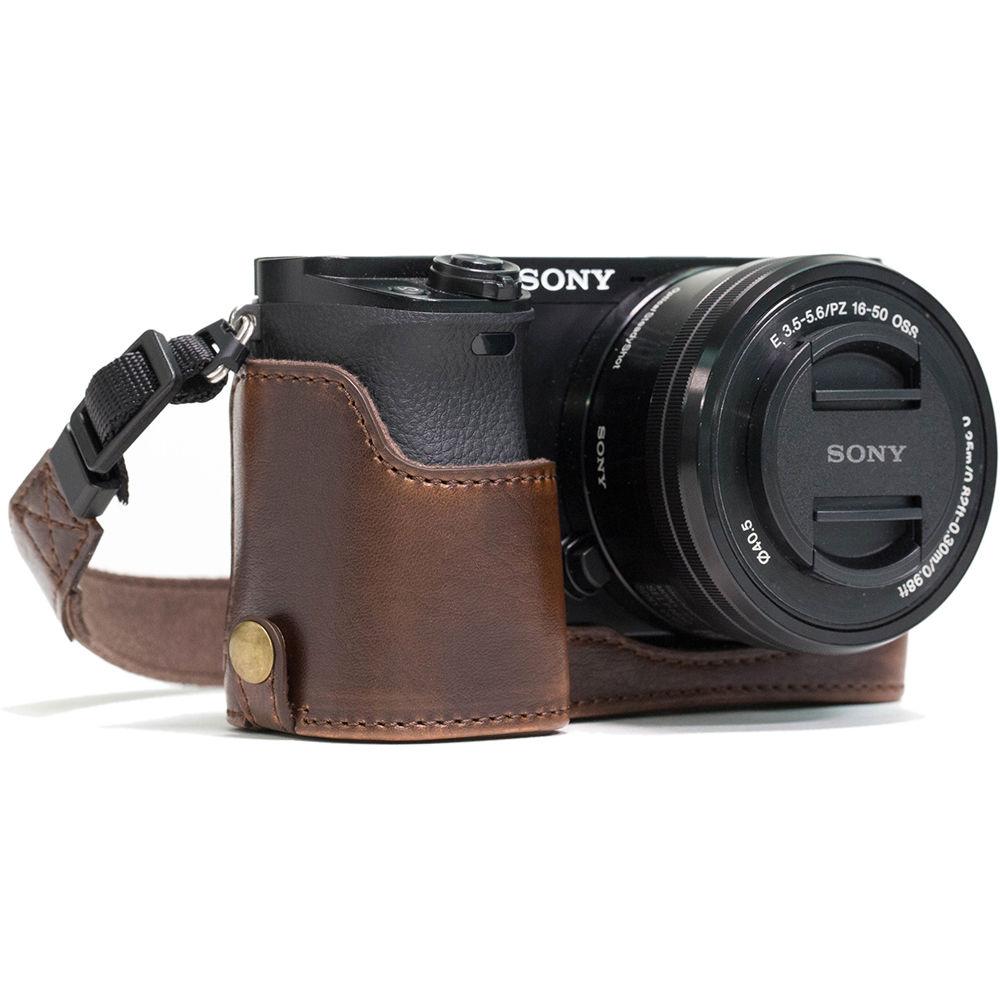 MegaGear Ever Ready Leather Half-Bottom Camera Case for Sony Alpha a6300 a6000