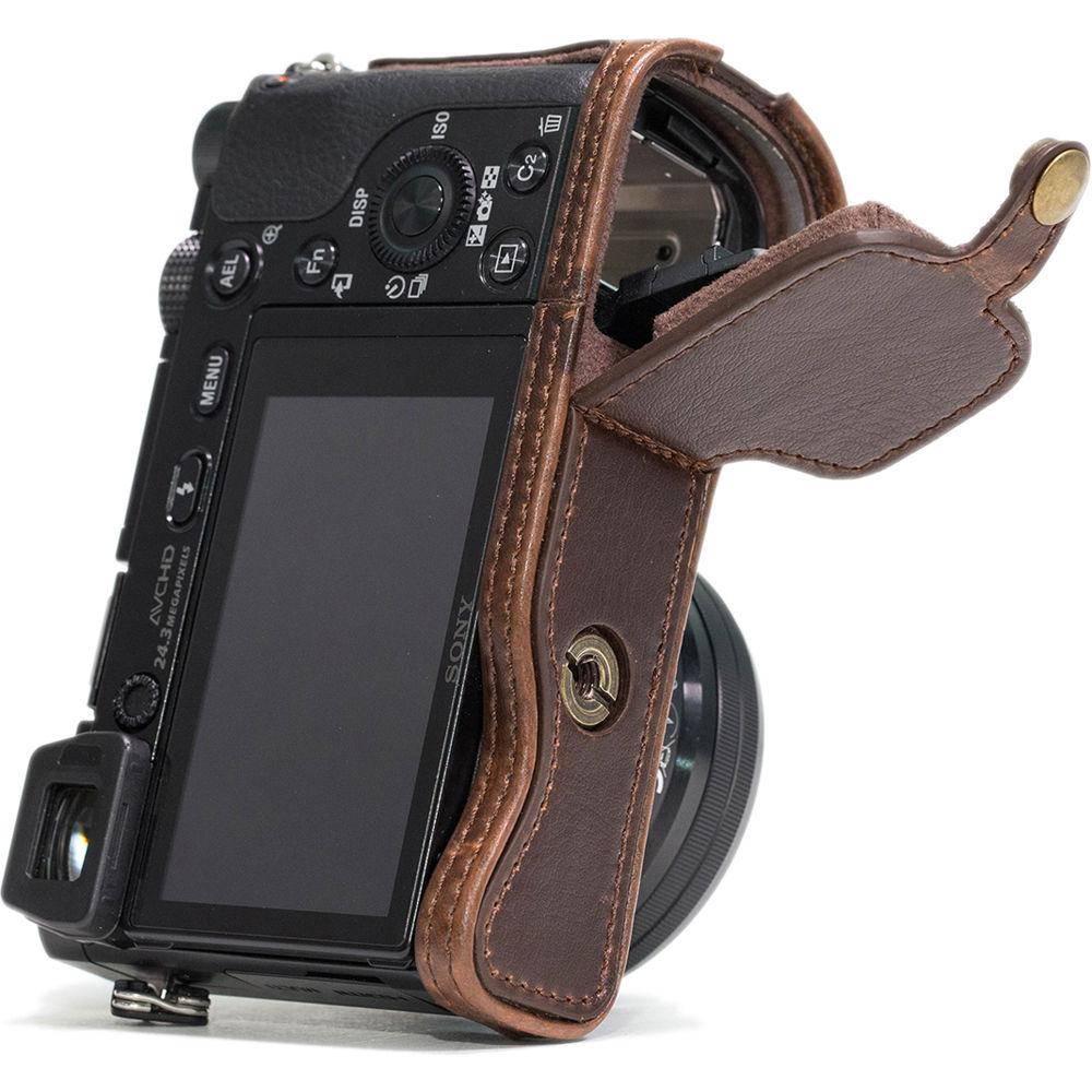 MegaGear Ever Ready Leather Half-Bottom Camera Case for Sony Alpha a6300 a6000