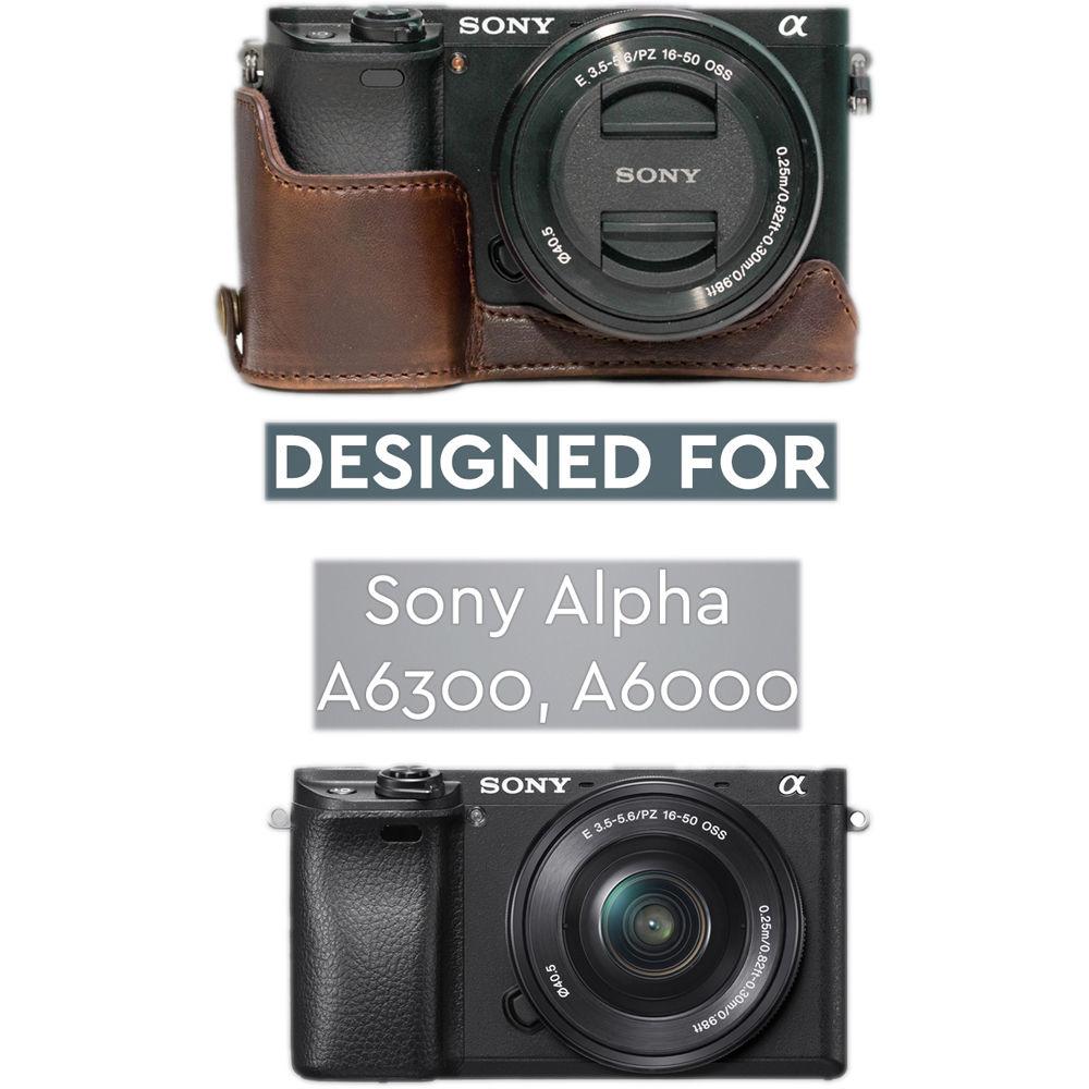 MegaGear Ever Ready Leather Half-Bottom Camera Case for Sony Alpha a6300 a6000