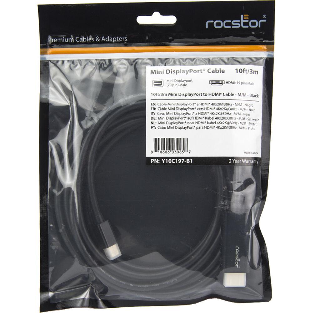 Rocstor Rocpro Mini DisplayPort Male to HDMI Male Cable