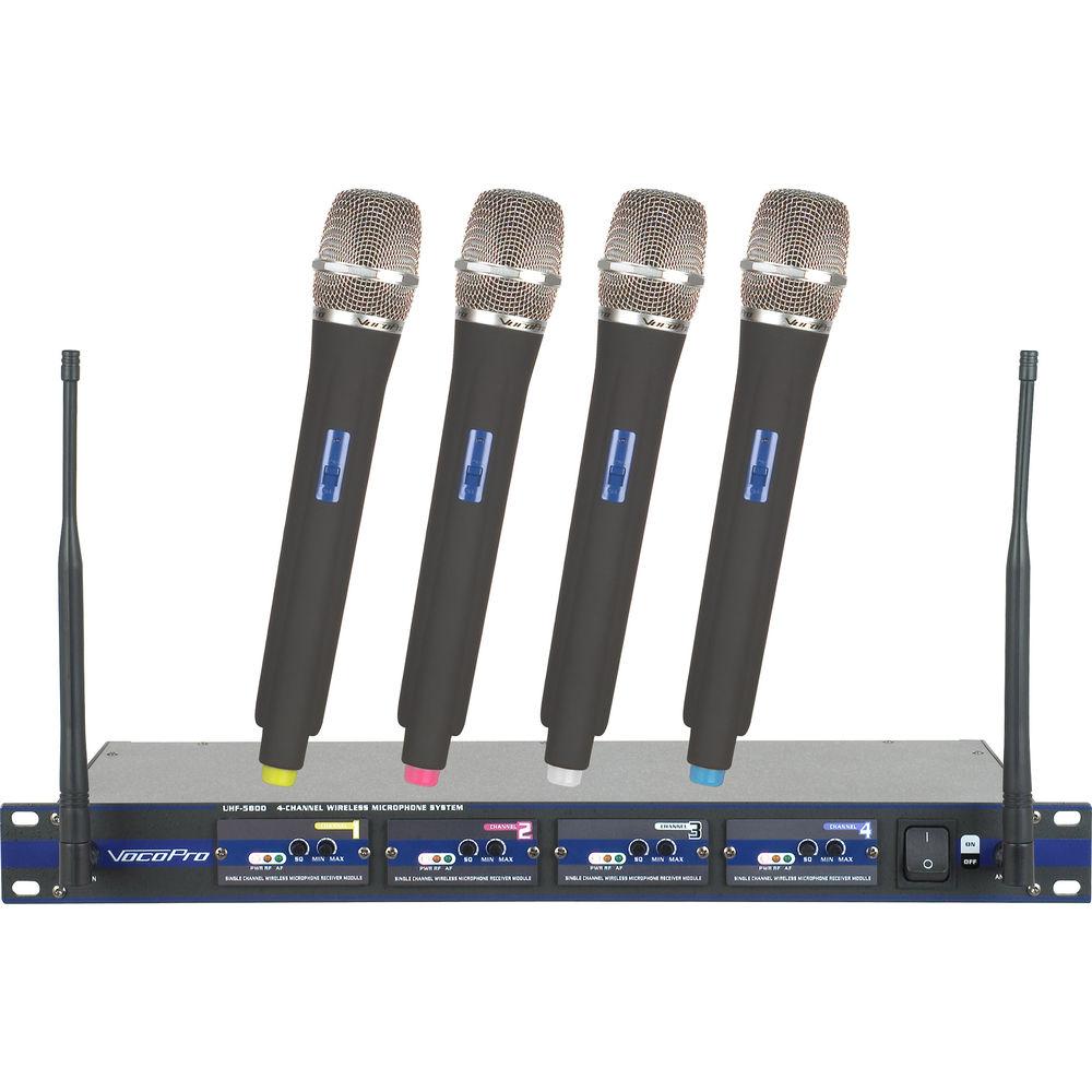 VocoPro UHF-5800-9 PRO 4-Channel UHF Wireless Handheld Microphone System