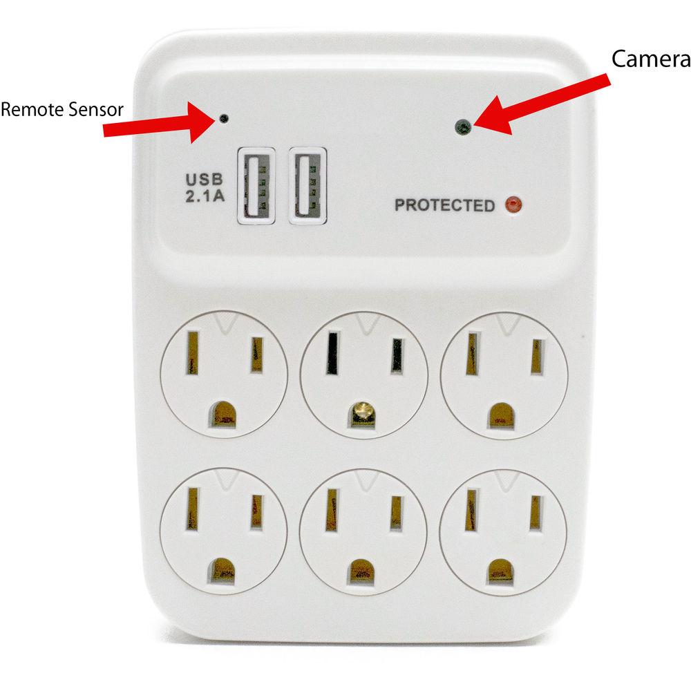 Bush Baby Stealth 6-Outlet Wall Tap with 1920 x 1080 Covert Camera