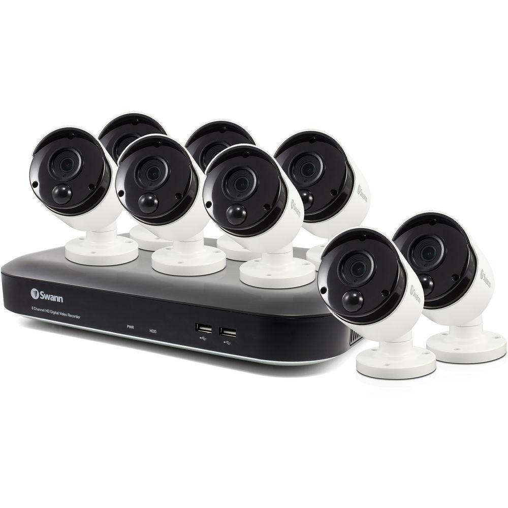 Swann Pro Series 8-Channel 5MP DVR with 2TB HDD and 8 5MP Outdoor Bullet Cameras