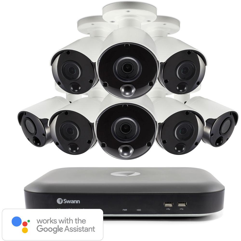 Swann Pro Series 8-Channel 5MP DVR with 2TB HDD and 8 5MP Outdoor Bullet Cameras