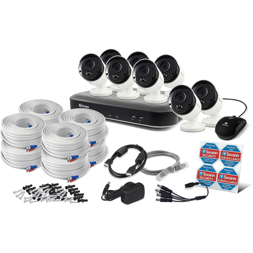 Swann Pro Series 8-Channel 5MP DVR with 2TB HDD and 8 5MP Outdoor Bullet Cameras