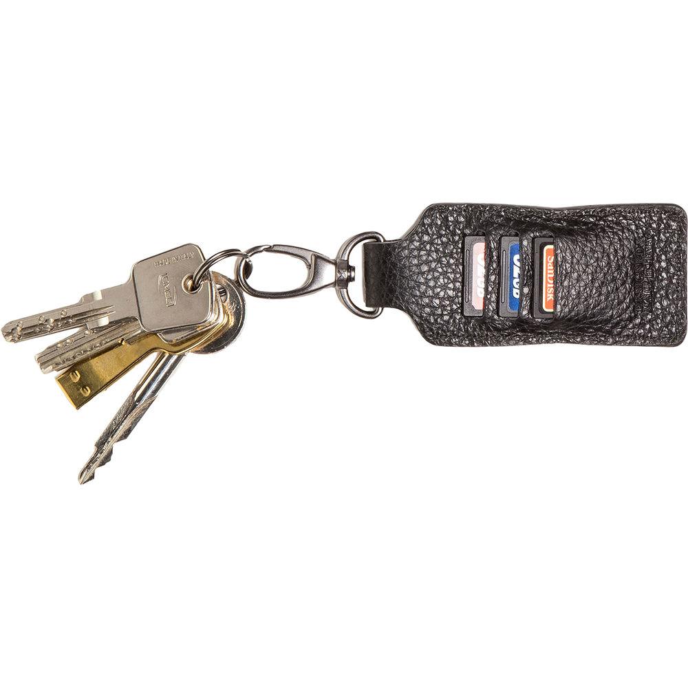 Barber Shop Clipper Leather Key Ring with Three SD Card Holder