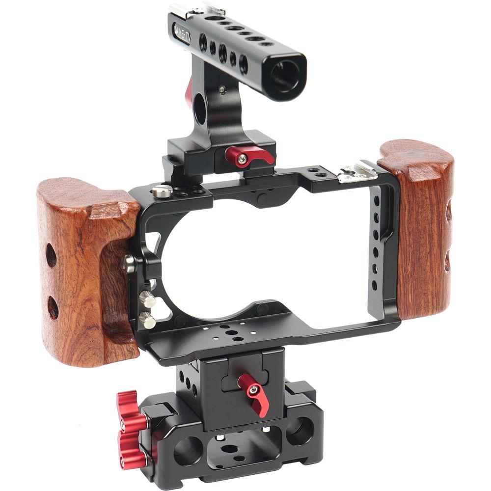 CAME-TV Rig with Wooden Handles for Sony a6300 Camera