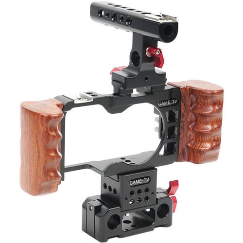 CAME-TV Rig with Wooden Handles for Sony a6300 Camera