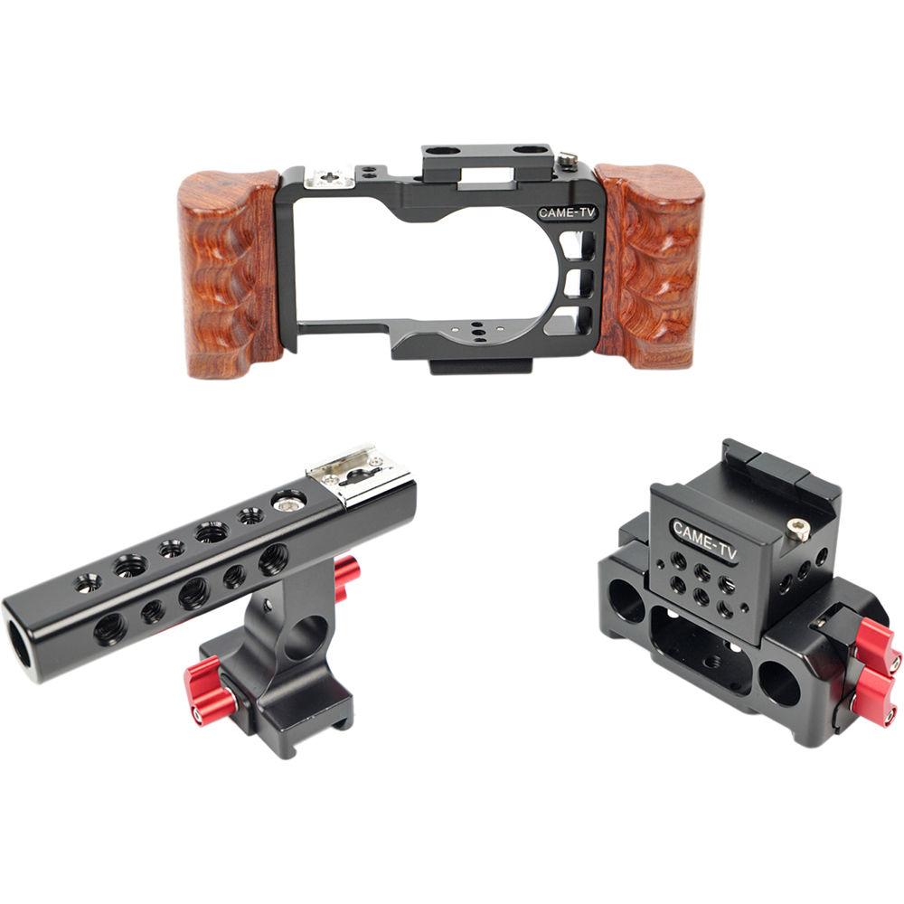 CAME-TV Rig with Wooden Handles for Sony a6300 Camera
