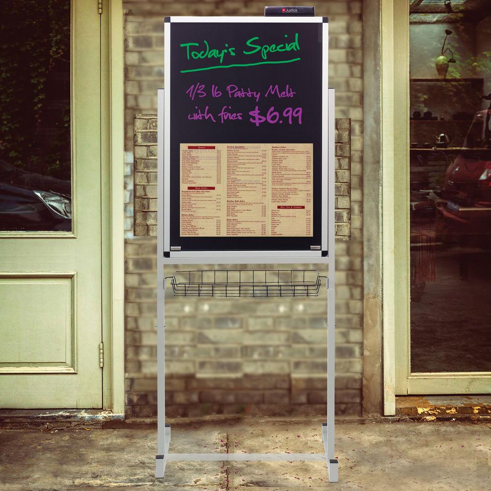 Justick Promo Stand with Overlay