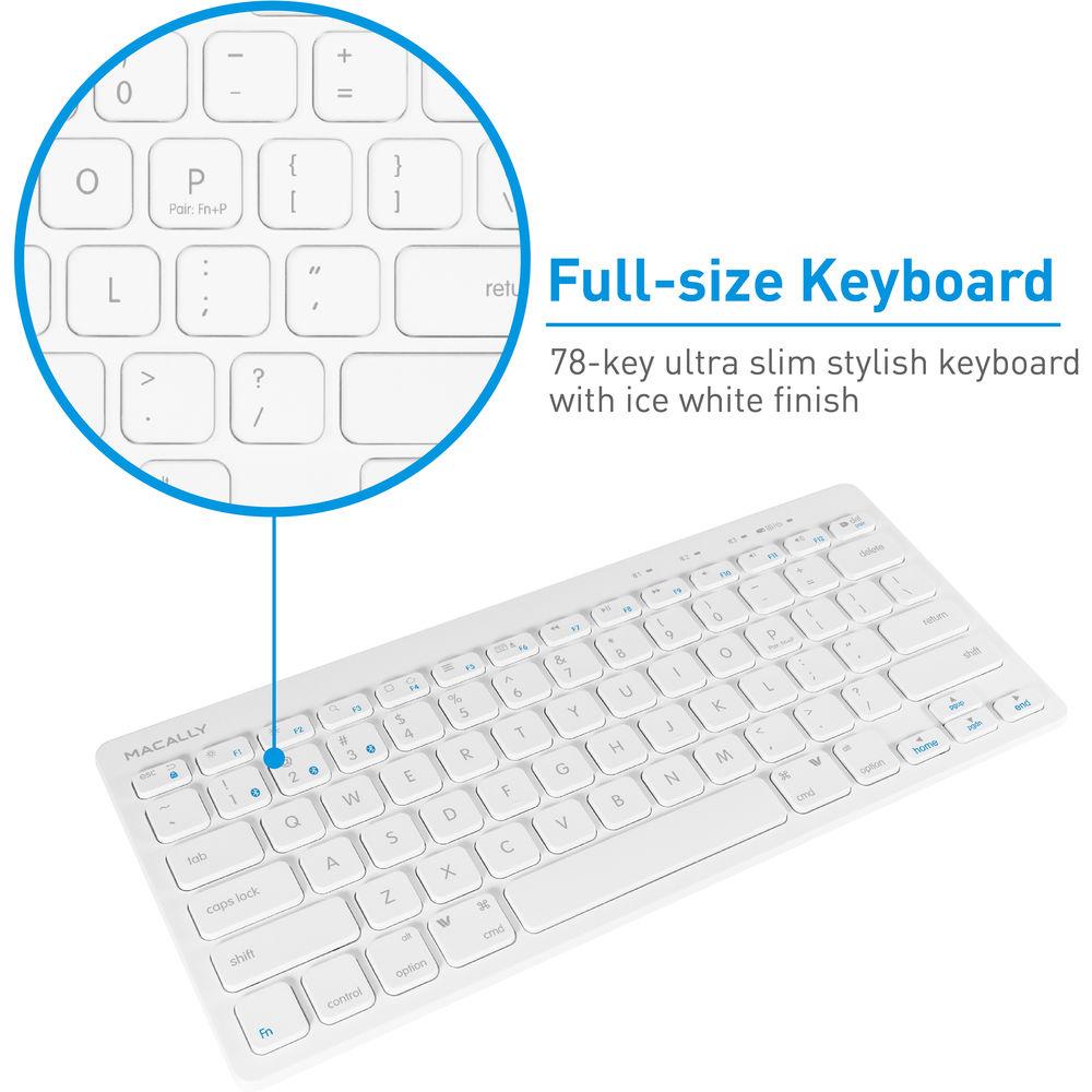 Macally Quick Switch Bluetooth Keyboard for Three Devices