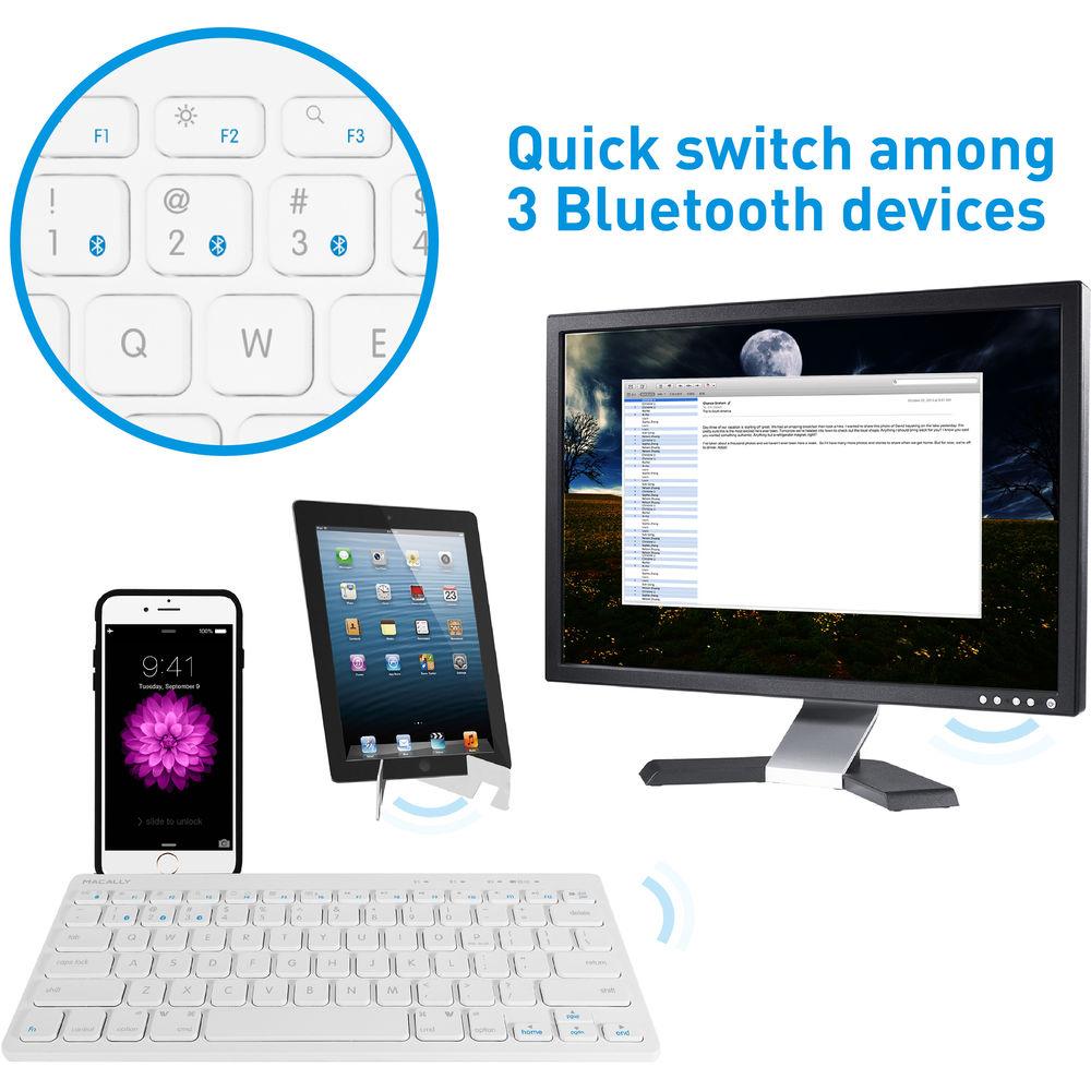 Macally Quick Switch Bluetooth Keyboard for Three Devices