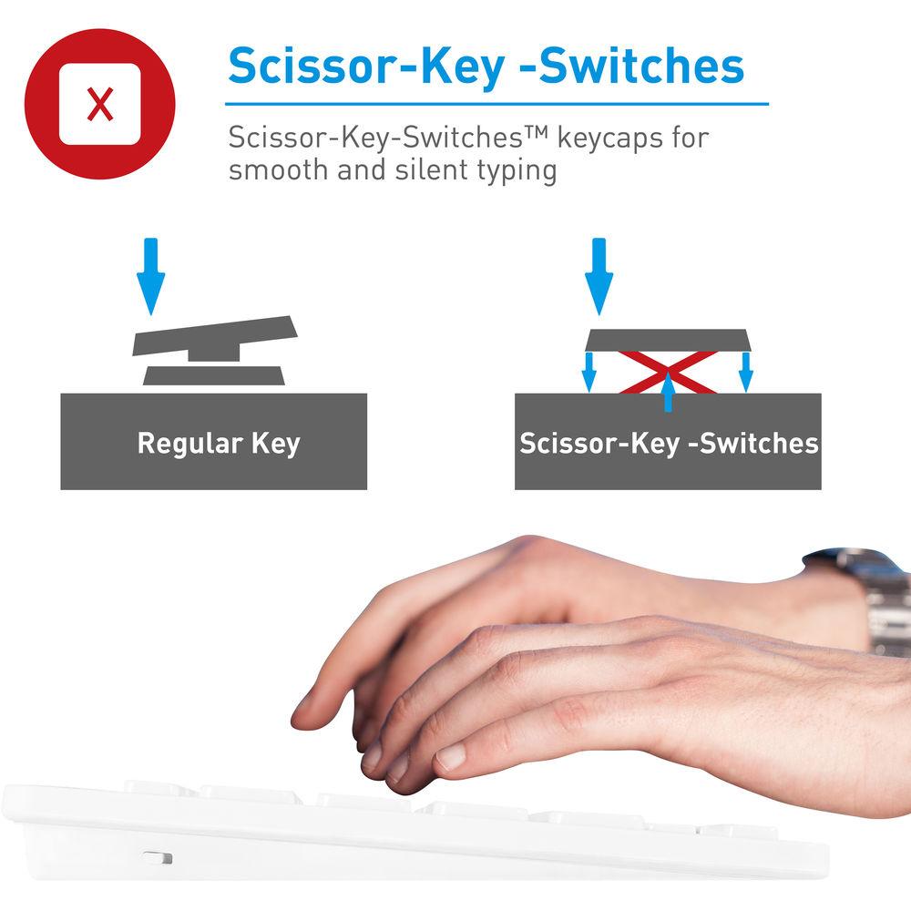 Macally Quick Switch Bluetooth Keyboard for Three Devices